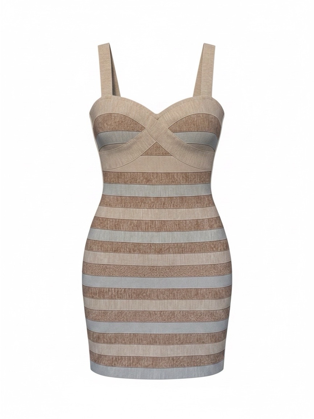 Pastel Striped Bodycon Bandage Mini Dress- Sleeveless